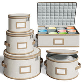 TomVista hard shell china storage plate container keeps plates organized and protected during moves.