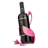 Tooarts Flamingo Wine Holder front view shows playful decor with sturdy bottle support.