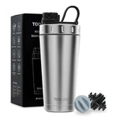 TOOFEEL protein shaker 20oz front view, durable stainless steel for lasting use.