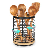 Toosci utensil holder with a large rotating base for easy access to utensils