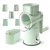TOPAA rotary cheese grater with handle in green offers quick shredding for ingredients.