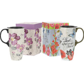 Topadorn ceramic latte mug 17 oz with lid for travel use