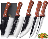 Topfeel butcher set 5pcs blade close-up shows sharp edge for precise slicing.