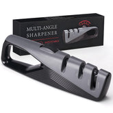 Topfeel knife sharpener demonstrates five adjustable angles for precise edge tuning.