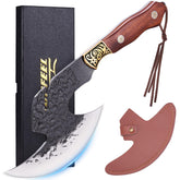 Topfeel Viking Knife with rosewood handle for comfortable grip and precise cuts.