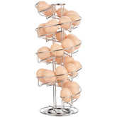 Toplife spiral egg skelter rack displaying eggs in a space-saving rotating display.