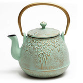 TOPTIER Japanese Teapot with leaf pattern for even heating and rich flavor.