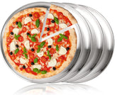 TOPZEA 4-pack stainless steel pizza pan in 13-1/2 inches, ideal for homemade pizzas.