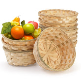 TOPZEA 8-inch round bamboo basket with an open top for easy access