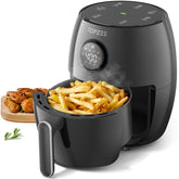 Topzee small air fryer front view showing compact, space-saving design.