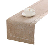 Tosewever linen table runner in light coffee straight style enhances rustic dining and tone.