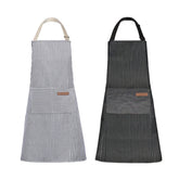 Tosewever two-pocket navy striped apron for convenient cooking storage