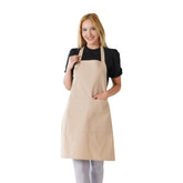 TOSHE waterdrop-resistant cotton apron in beige protects clothing while cooking