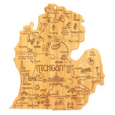 Totally Bamboo Michigan cutting board with laser-engraved map for stylish meal prep.
