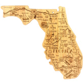 Totally Bamboo Florida state cutting board with map engraving for stylish slicing and serving.