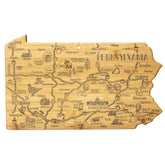 Totally Bamboo pa-state-map cutting board with laser-engraved cities for stylish kitchen prep