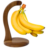 Totally Bamboo banana holder with rock and branch design and metal hook keeps bananas tidy.