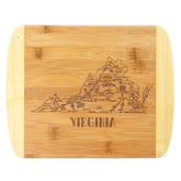 Totally Bamboo Virginia state cutting board shows engraved Virginia map for serving