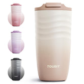 TOURIT 16oz travel mug lid; spill-free sipping on the go.