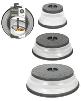 Tovolo 8-inch collapsible microwave splatter cover protects food from splatters and stores flat.