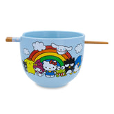 Toynk Sanrio Hello Kitty rainbow ceramic bowl for sharing meals with family.