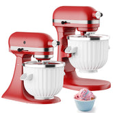 TPGSING ice cream bowl attachment demonstrates stable operation on KitchenAid stand mixers.