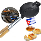 TraditionTools round Cuban sandwich press 15in with wooden handles delivers even heat and crusty results.