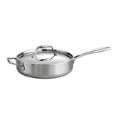 Tramontina Signature tri-ply sauté pan with lid showing even heat distribution