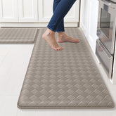 TranquilRelax diamond-pattern kitchen mat in front of the sink showing cushioned comfort.