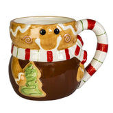 Transpac Gingerbreadman Mug front view, festive ceramic design for cozy holiday beverages
