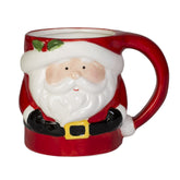 Transpac Santa Holiday 16oz mug in red, front view, ideal for cozy winter coffee.
