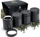 Treehouse Stash Jar front view shows four airtight jars for herbs and spices.