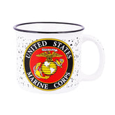 Trendy Zone 21 USMC crest mug with eagle, globe, and anchor emblem for daily coffee.