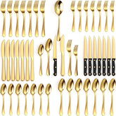 Tribal Cooking gold silverware service for 8 with gleaming finish for elegant dining