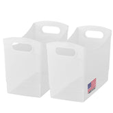 Tribello modern narrow organizer front view shows crystal-clear bin