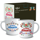 Triple Gifffted grandparent mug in a colorful gift box, ready for gifting