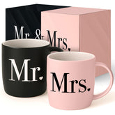 Triple Gifffted Mr Mrs mug set in a sleek pair ideal for weddings and mornings