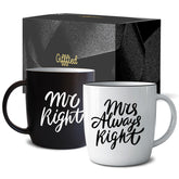 Triple Gifffted Mr Right Mrs Always Right mugs in a ready-to-gift box for couples