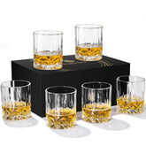 Triplorare whiskey glasses set of 6, clear glass for Scotch and bourbon tasting.