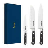 Trivon 8-inch chef knife in action for precise slicing.