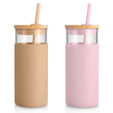 Tronco 20 oz glass tumbler with lid and straw for versatile hot or cold drinks