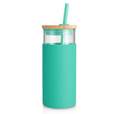 Tronco 20 oz glass tumbler with lid and straw for iced drinks on the go.