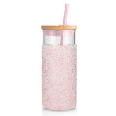 Tronco 20oz glass tumbler with lid and straw for hot and cold drinks.