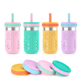 Tronco 4-pack 15oz 2-in-1 tumblers with colorful sleeves for school lunches