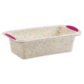 Trudeau Structure Loaf Pan Confetti White, top view, even browning with a steel frame.