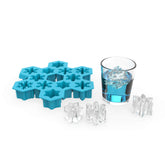 TrueZoo Snowflake Tray showing three patterns for decorative ice cubes in cocktails