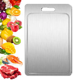 Tsinlan.ayn titanium cutting board with juice groove for meat prep.