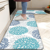 Tubeamin Teal Kitchen Mats set of 2 with anti-fatigue cushions for comfortable standing.