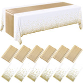 Tudomro white and gold tablecloth 54x108 inches for elegant weddings.