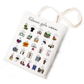 Tuilia Gilmore Girls alphabet tote front view, lightweight everyday carry for fans.